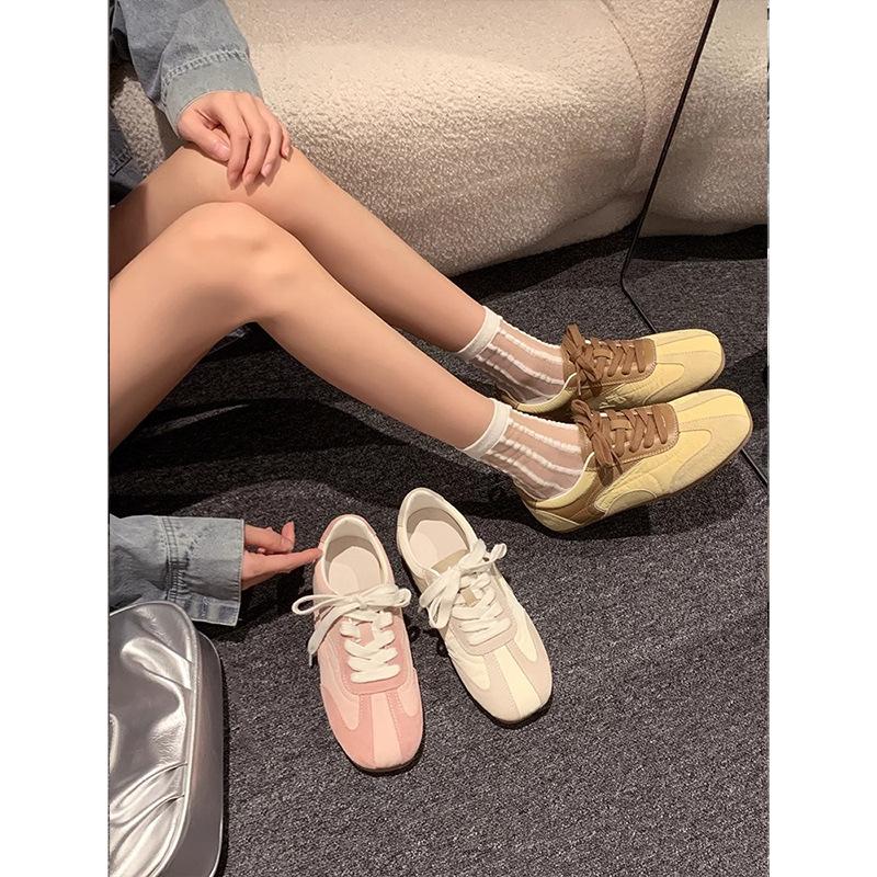 Retro Color Matching Flat-bottomed German Training Shoes for Women's 2025 New Comfortable and Breathable Small Casual Sports Forrest Gump Shoes