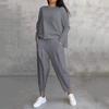 2 Pcs/Set Fall Spring Women Top Pants Set Long Sleeves O Neck T-shirt Elastic Waist Trousers with Side Pockets OL Commuting Sport Pantsuit Outfit