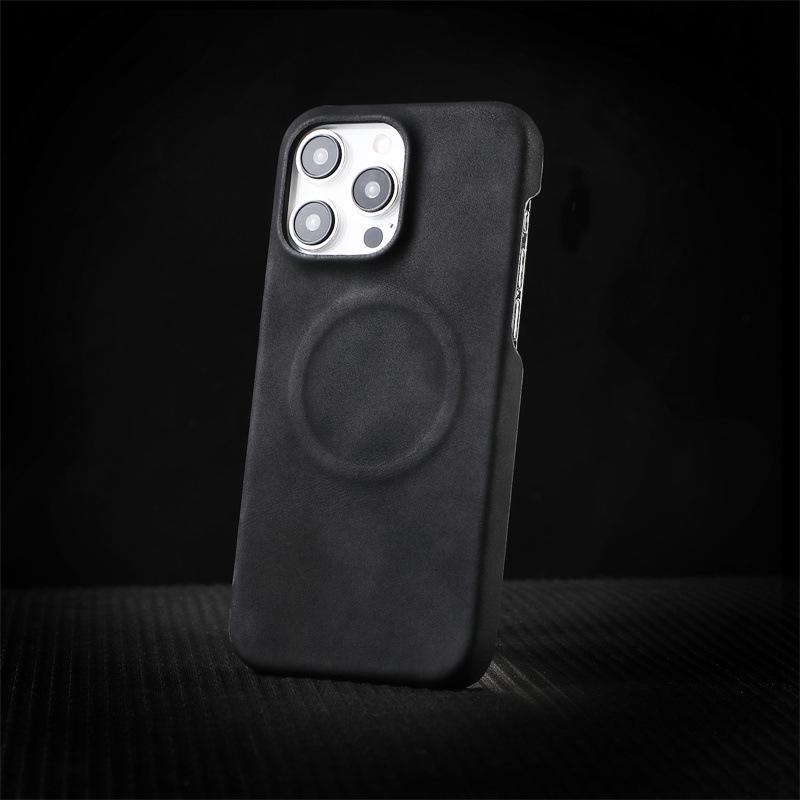 Магнитный чехол и наклейка для iPhone 17 Pro Max с текстурой натуральной кожи
