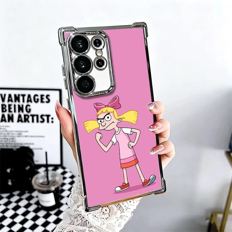 Cartoon Hey Arnold Helga Plating Phone Case For Samsung Galaxy S24 S25 FE S26 Edge S23 Ultra S22 S21 Plus S20 Anti-Fall Airabag
