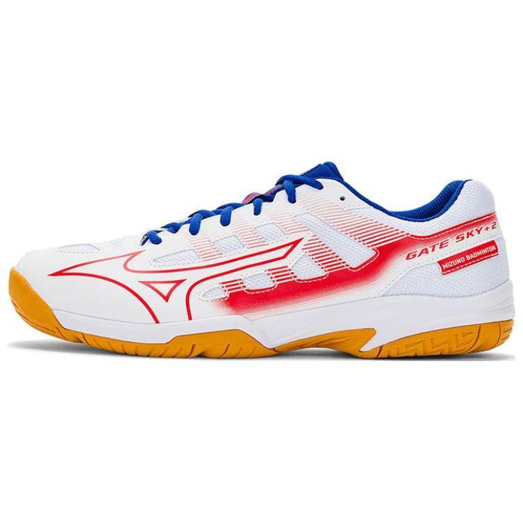 Mizuno Gate Sky Plus 2 Unisex Low Top Shock Absorbing Badminton Shoes White Blue Red 71GA224003