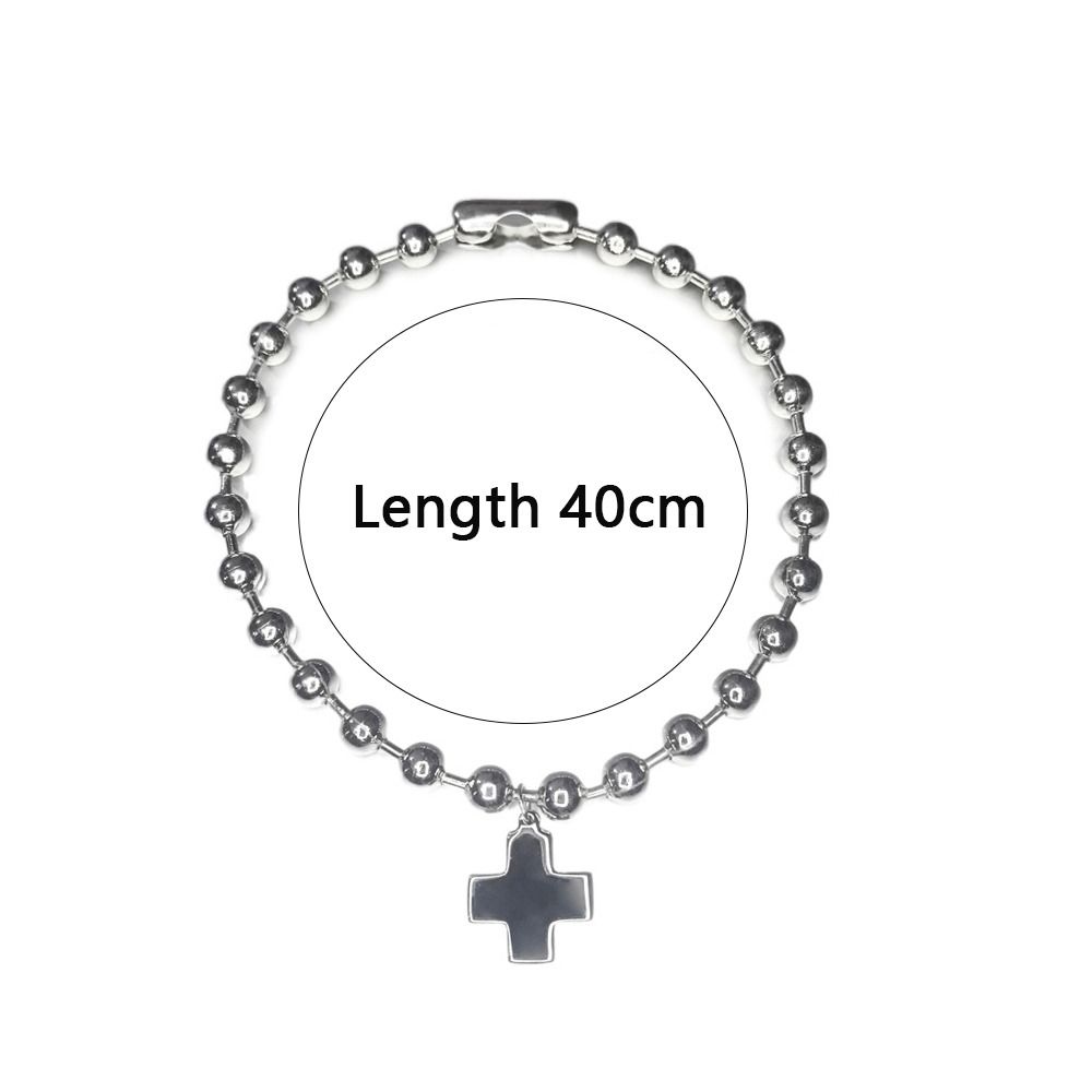 Punk Round Beaded Chains with Cross Pendant Grunge Rock Jewelry Goth Accessory