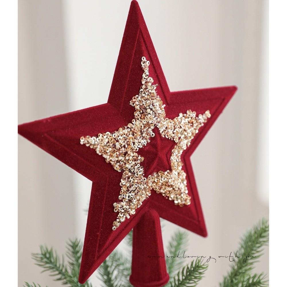 3D Red Glitter Star Christmas Tree Crown Star Christmas Tree Decorations Home Party Decor