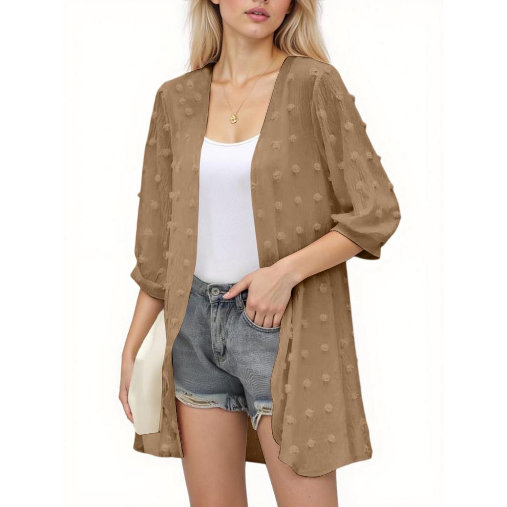 Women's Fashion Casual Seven Split Sleeve Solid Color Cardigan Sun  Top