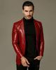 Real Lambskin Genuine Leather Stylish Business Formal Red Handmade Men Blazer