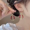 Ancona Red Big Hollow Square Enamel Geometry Drop Earrings Exaggerated Wedding Party Jewelry Accessories Christmas Gift