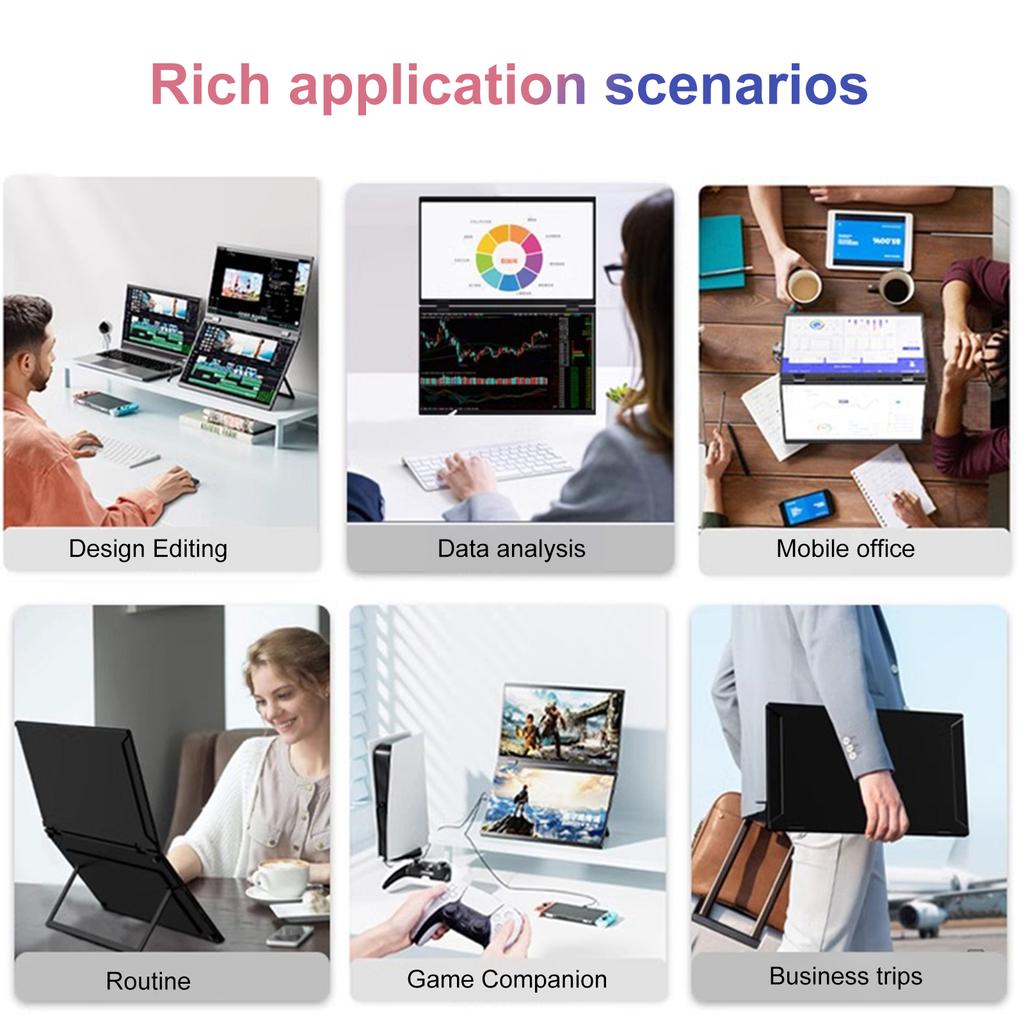 15,6-дюймовый двойной монитор 1080P Расширитель экрана для ноутбука Складной экран Ультратонкий внешний дисплей
