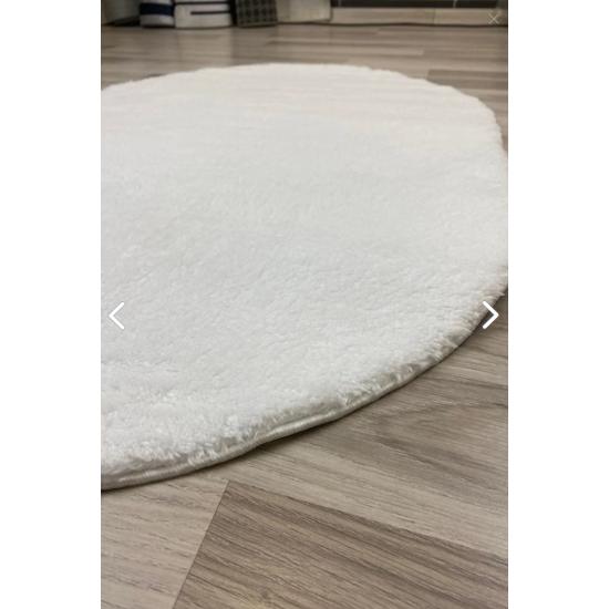 Главная страница Плюшевый овальный ковер Белый Мохнатый Мягкий, моющийся, декоративный с нескользящей основой