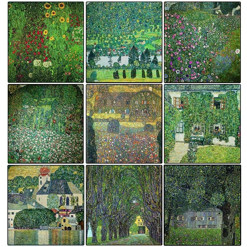 Густав Климт известные картины цветы пейзаж плакат холст живопись классическая репродукция настенное искусство для комнаты домашний декор