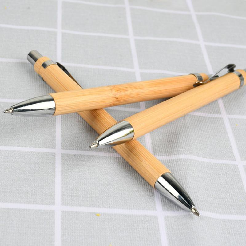 Набор из 10 шт., шариковая ручка из бамбукового дерева, наконечник 1,0 мм, синие, черные чернила, офисные, школьные канцелярские принадлежности, бизнес-зажим, шариковая ручка для подписи
