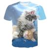 Cat Print Plus Size Women's T-shirt Clothes Animal 3D Printing T-shirt Cute and Funny Round Neck Ladies Short Sleeves