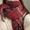 Soft Plaid Knitted Scarf Classic Women Thickened Scarf Gifts Long Tassel Neckscarf  Spring