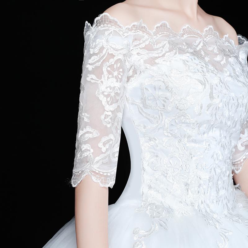 Большой размер большого размера кружевное свадебное платье плечо свадебное платье рукав