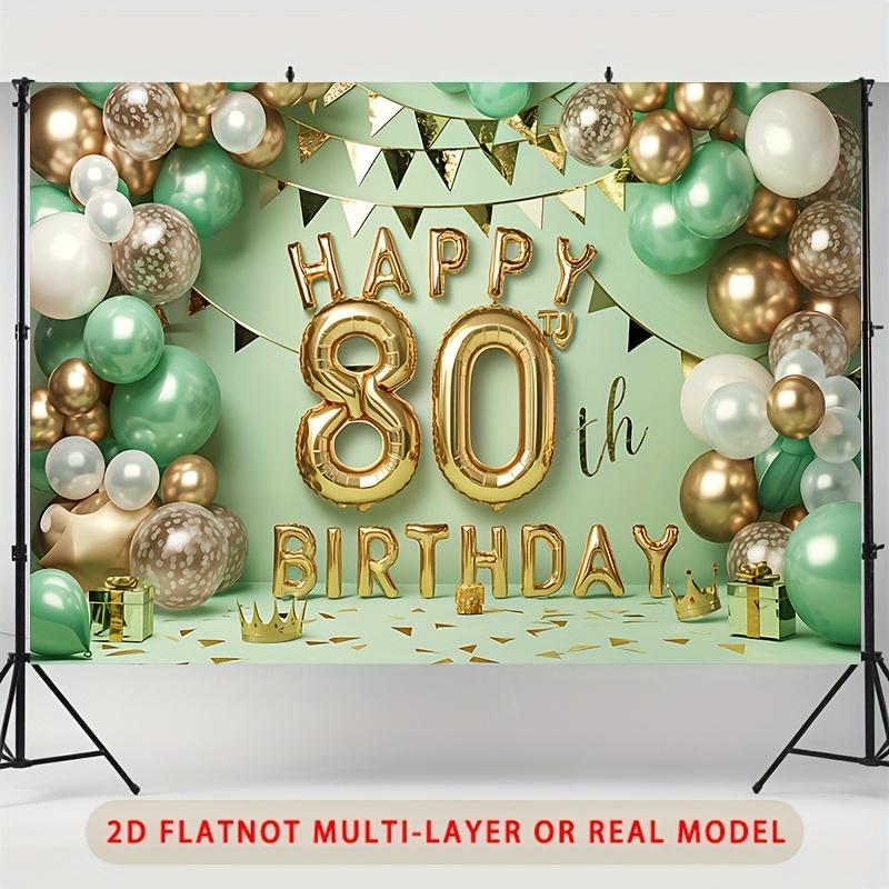 One 80th birthday celebration banner designed as a photo backdrop. Made of polyester can be used for home decoration.