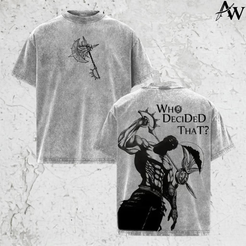 Vintage Washed Shirt, Seven Deadly Sins, Anime Tee, Y2K