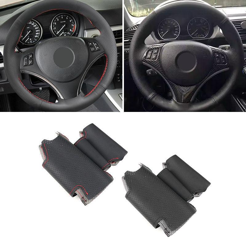Hand-stitched Car-styling Interior Steering Wheel Braid Cover Trim For BMW E90 320i 325i 330i 335i E82 E87 120i 130i 120d X1 E84