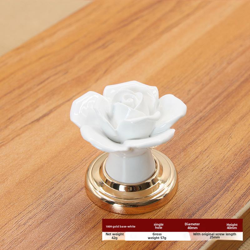 Ручка для шкафа из розовой керамики - современный пасторальный стиль, одно отверстие для ящика, гардероба или двери