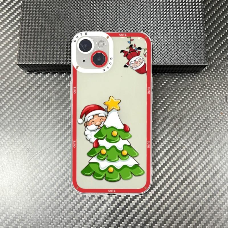 New Year Gifts Snow Elk Merry Christmas Phone Case for IPhone 13 12 11 14 Pro Max Mini 14 Plus 12MINI Creative Transparent Cover
