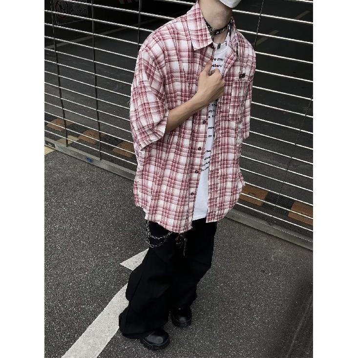 2024 Vintage Shirt Men'S Summer Outfit Hong Kong Style Student Loose And Niche Design Fun New Men'S Top For Outdoor Wear