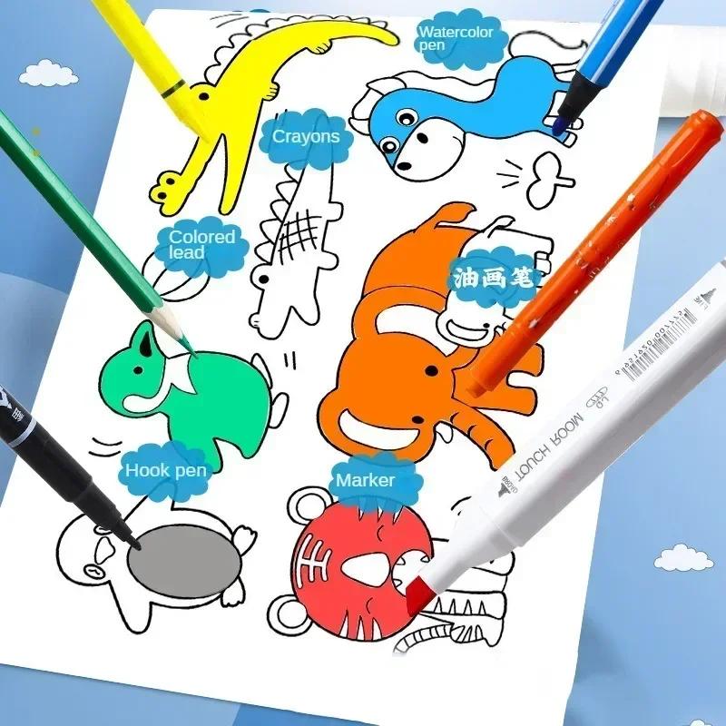 Children'S Drawing Roll Sticky Color Filling Paper Graffiti Scroll Coloring Paper Roll For Kids Diy Painting Educational Toys