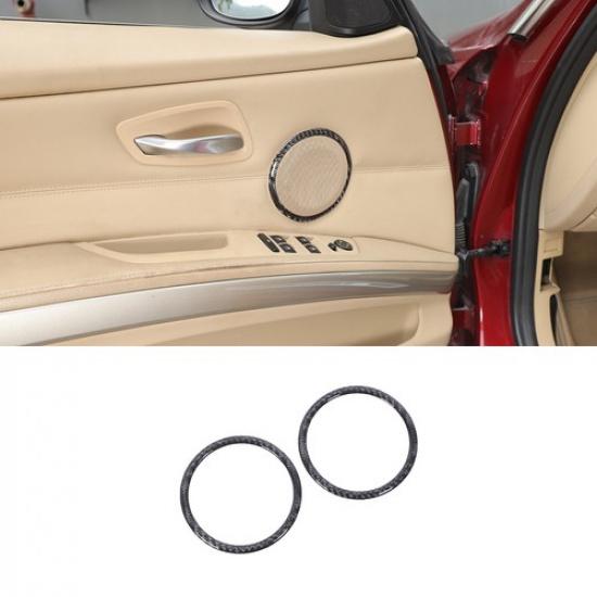 Soft Carbon Fiber Car Door Speaker Ring Trim For BMW 3 Series E90 2005-2012
