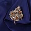 Классическая роскошная брошь в виде листа со стразами, женская коллекция растений, ювелирная булавка, брошь для свадебной вечеринки