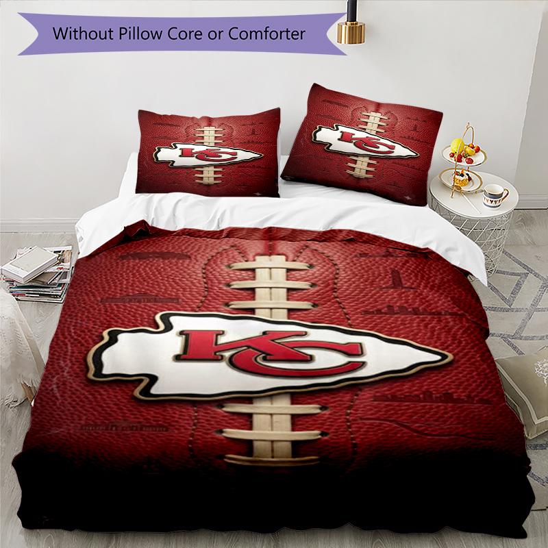 Kansas City Football Design Bed Bedding Set 1 Duvet Cover + 2 Pillowcases Soft Breathable Household Bed Linens