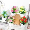 Искусственные растения Маленький бонсай Домашнее Рождественское Свадебное украшение Искусственные цветы Роза в горшке Орнамент Офис Сад Настольный аксессуар