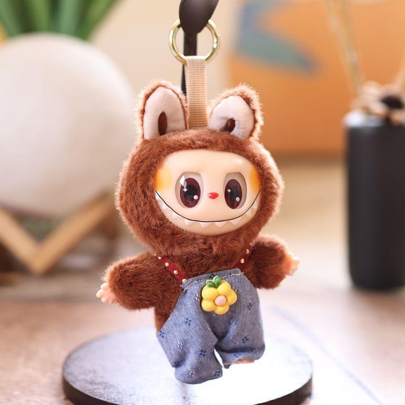 Cute Cartoon Rabbit With Overalls Plush Toy Pendant Keychain For Kids