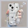 Suitable for Apple 15 Mobile Phone Case Summer Iphone14plus Black Bow Bracket Chain 13 Feather Yarn 12 Women