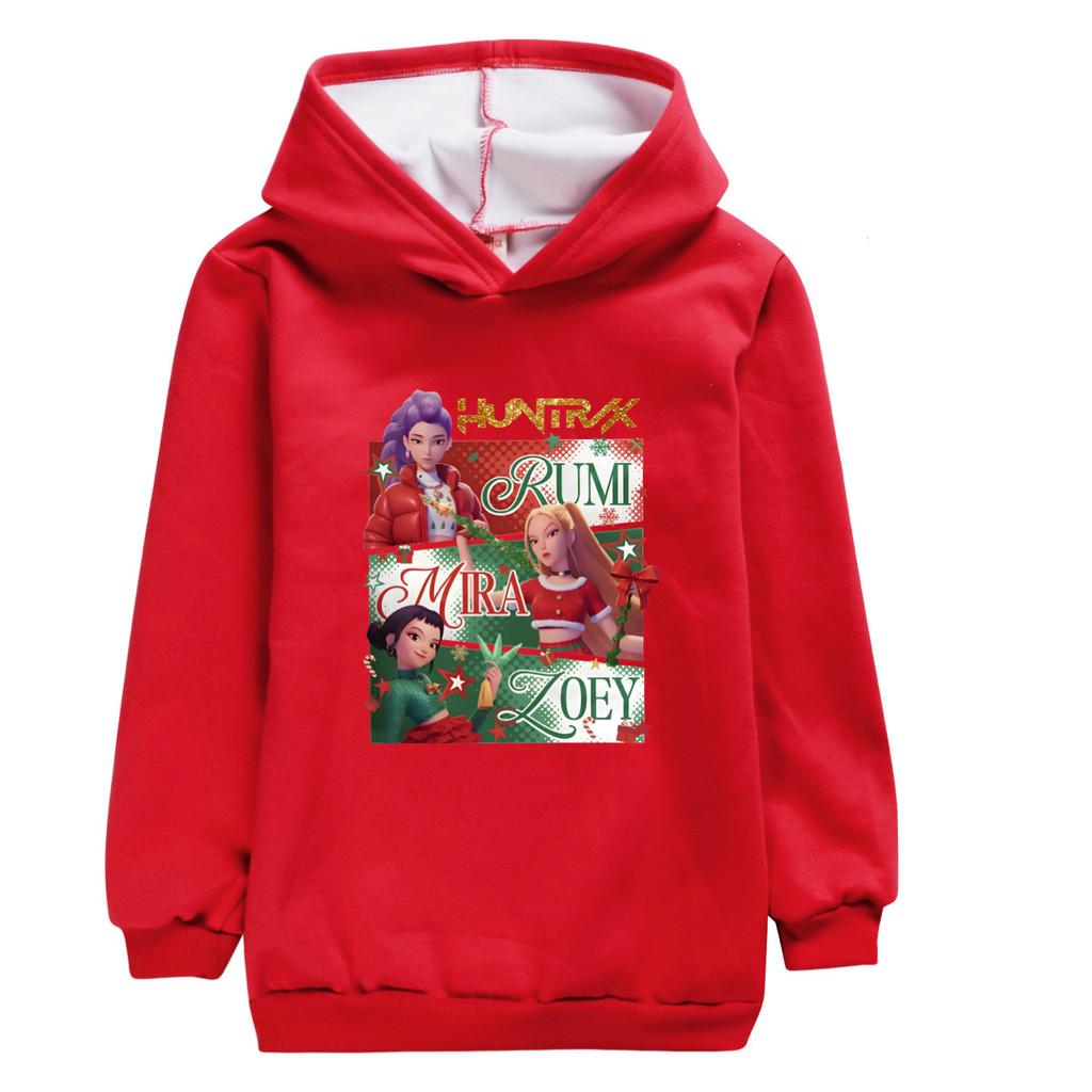 5181 Детский Девочки Рождество Новый год Kpop Руми Зои Мира Принт Повседневный Длинный рукав Бархатный Теплый Зимний Худи