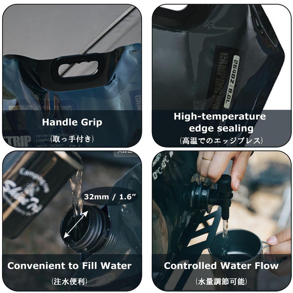 YAPJEB Вода с Водой Вода Легко к Легко к Вода Вода Катастрофа Наружный Бак, Складной, 8 л, Кран, Мешок, Кувшин, Самостоящий, Наливать, Компактный, Переносить,