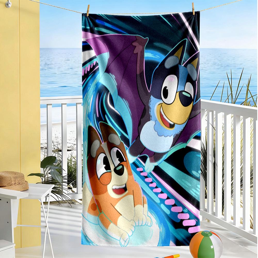 Bluey Bingo Adventure Durable Beach Towel Foldable erfect for Travel Beach Swimming Fashion Lovers Birthday/Christmas Gift