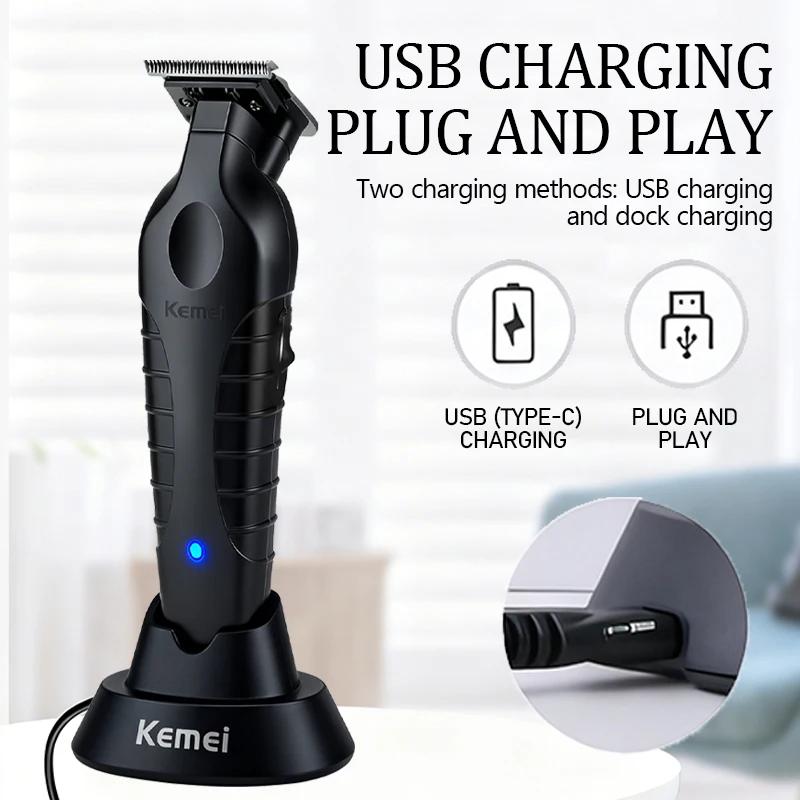 Электрическая машинка для стрижки волос Kemei KM-2299D с подставкой, USB-зарядкой, масляной головкой для стрижки волос KM-2299