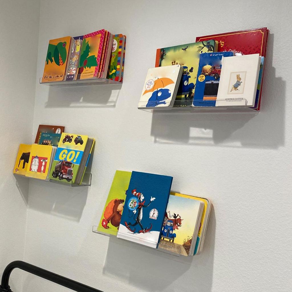 2 шт. Акриловые плавающие полки Самоклеящаяся невидимая настенная полка Без сверления Органайзер для ванной комнаты Спальни Прозрачная витрина