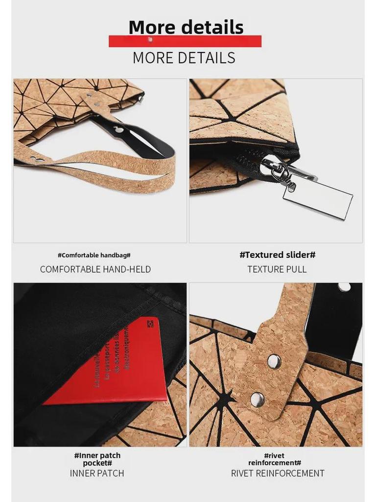 Набор из сумки-тоута, рюкзака, сумки через плечо и косметички из пробки с геометрической ромбовидной вышивкой