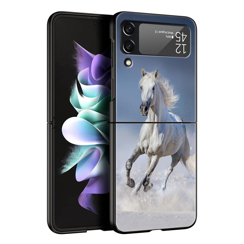 Чехол для телефона с изображением животного Лошадь для Samsung Galaxy Z Flip 6 5 4 3 Чехол для Samsung Z Flip3 Flip4 Flip5 Flip6 Черный Жесткий Поликарбонатный Чехол