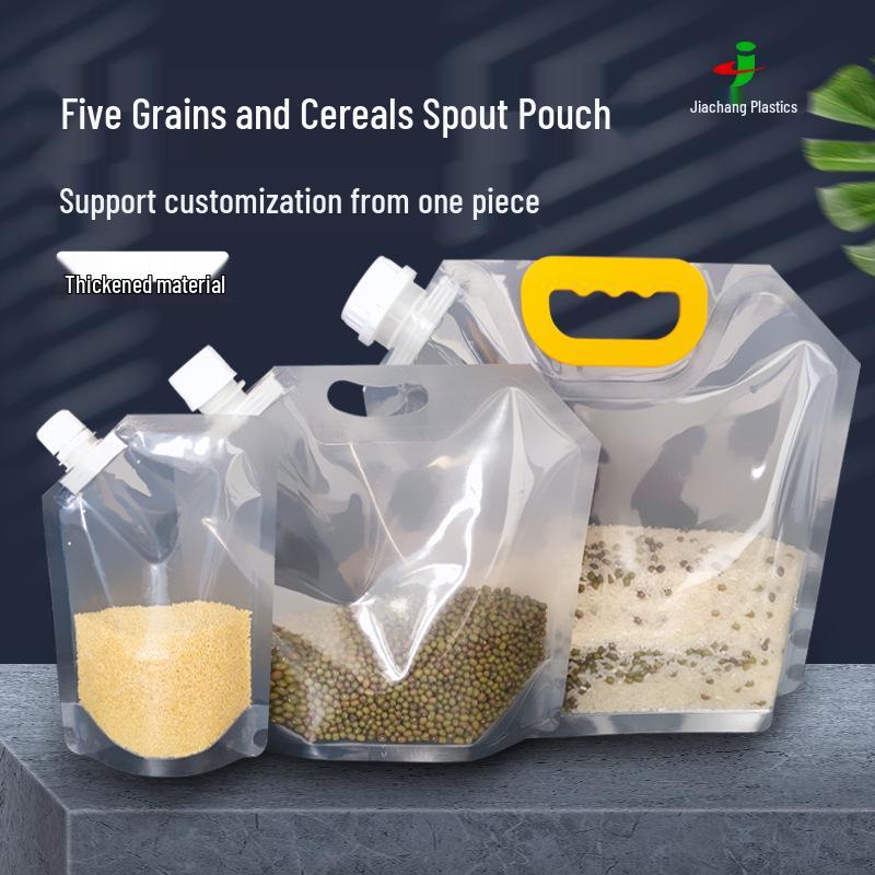 Large Transparent Spout Pouch for Grain Storage and Easy Portioning