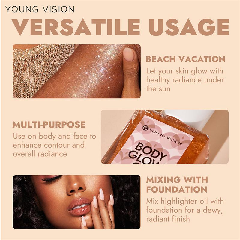 Жидкий хайлайтер Масляный контурный хайлайтер для лица Хайлайтер для всего тела Пляжный сексуальный контурный водостойкий хайлайтер для тела