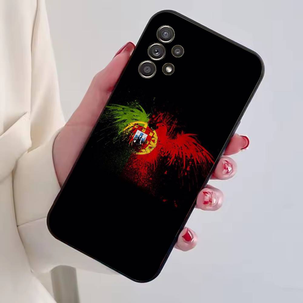 Чехол для телефона с флагом Португалии для фанатов футбола, для Samsung S25, S24, S21, S22, S23, S30, Ultra, S20, Plus, Fe, Мягкий силиконовый черный чехол