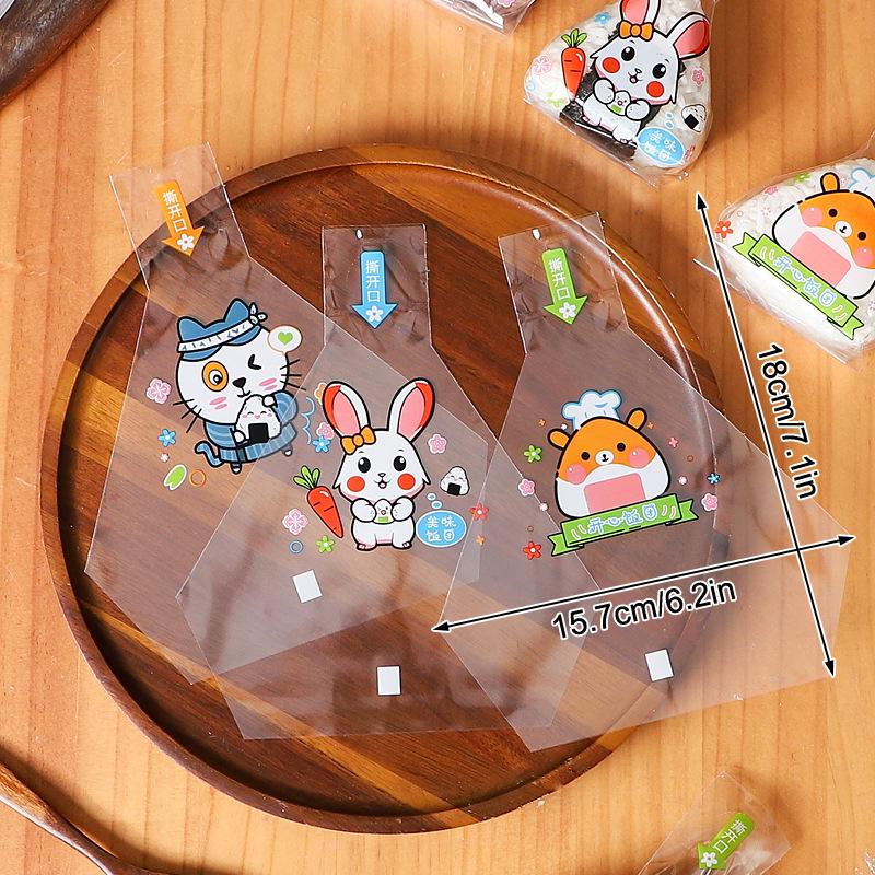 100 шт., симпатичный мультяшный треугольный пакет для упаковки рисовых шариков, водоросли, онигири, суши, инструменты, принадлежности для бэнто