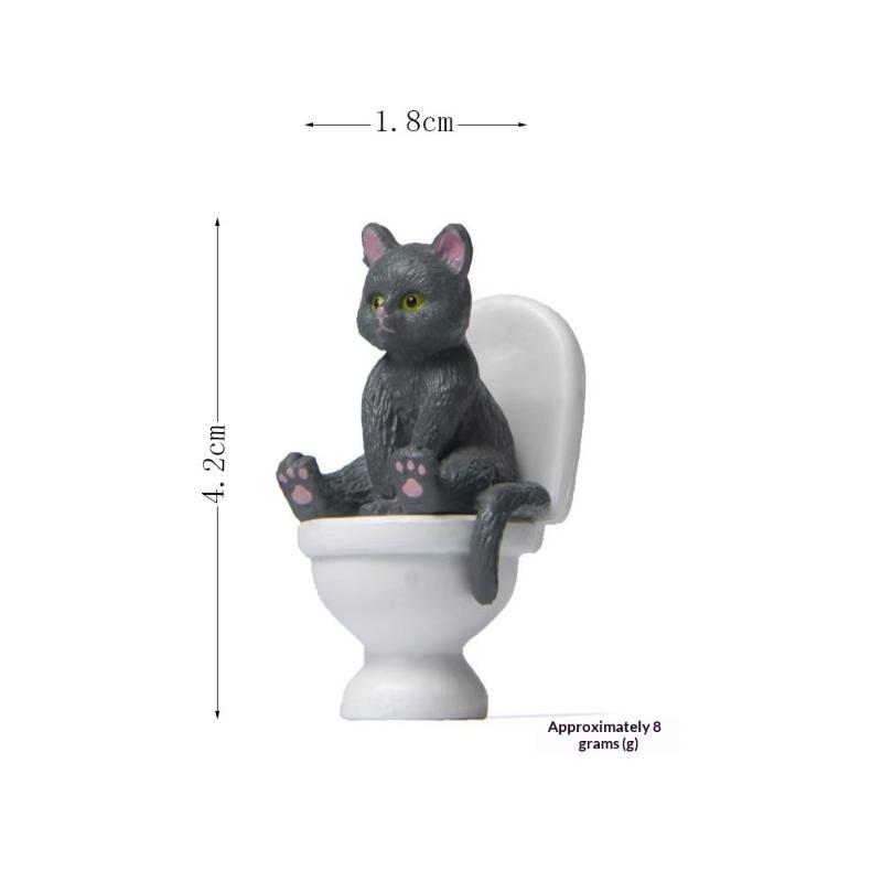 Новая милая фигурка кошки, сидящей на унитазе, мини-кукла котенка из смолы, настольное миниатюрное украшение, декор для дома и ванной комнаты, поделка