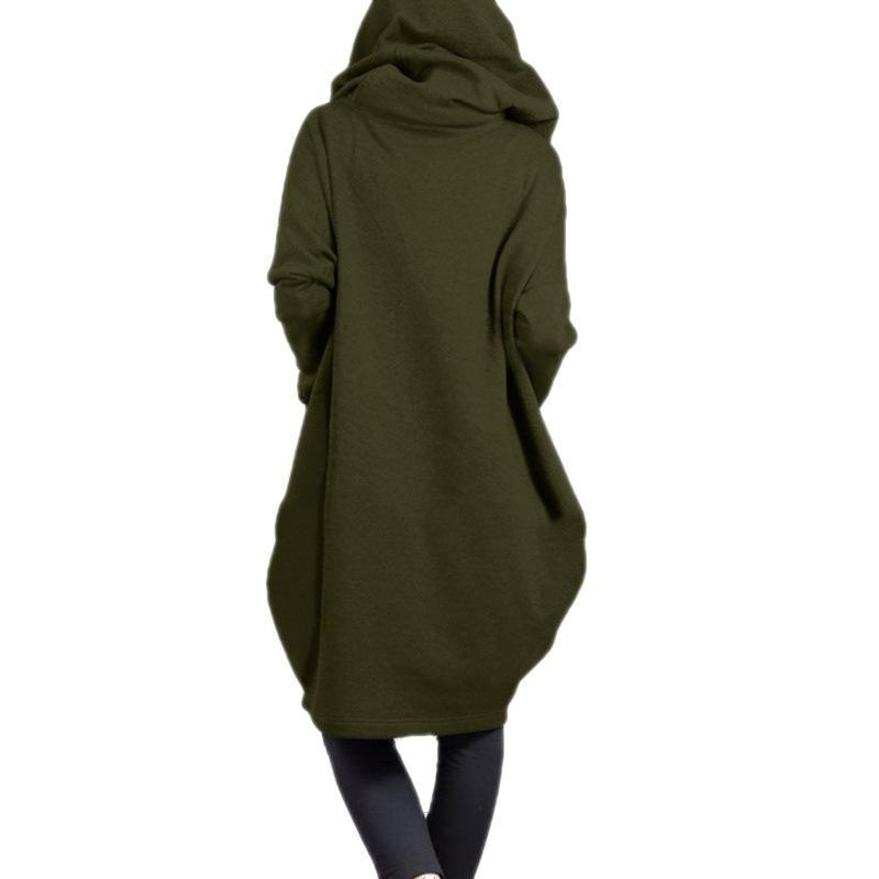 Women's 2021 Loose Fit Hooded Zipper Sweatshirt Jacket with Pockets