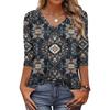 Women's T Shirt Print 3/4 Sleeve Daily Weekend Fashion Basic V- Neck Regular Top