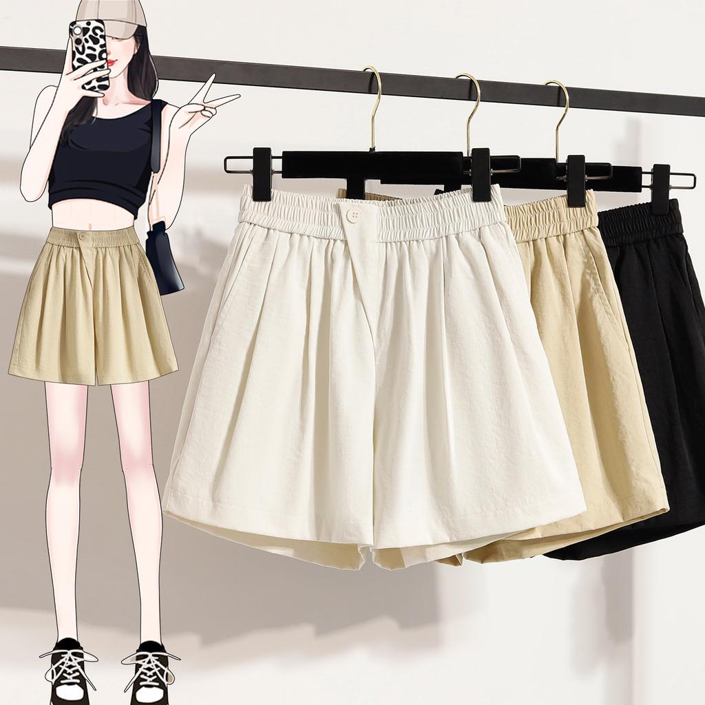 Dimanaf 2025 Plus Size Shorts Summer Women Elastic Loose High Waist Casual Short Pants Basic New Wide Leg Pants