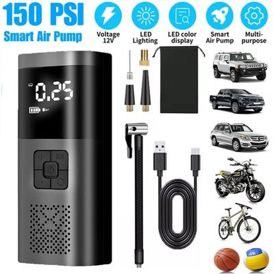 Портативный воздушный компрессор 150 PSI Накачка шин Подходит для автомобильных, мотоциклетных, велосипедных шин Воздушный насос Портативный Беспроводная зарядка Использование