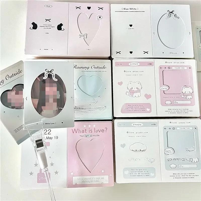 30 шт. INS Aesthetics Cute Dog Cat Hollow Window Folding Back Card Kpop 3-дюймовая фотокарточка DIY Decor Packaging Fixed Card