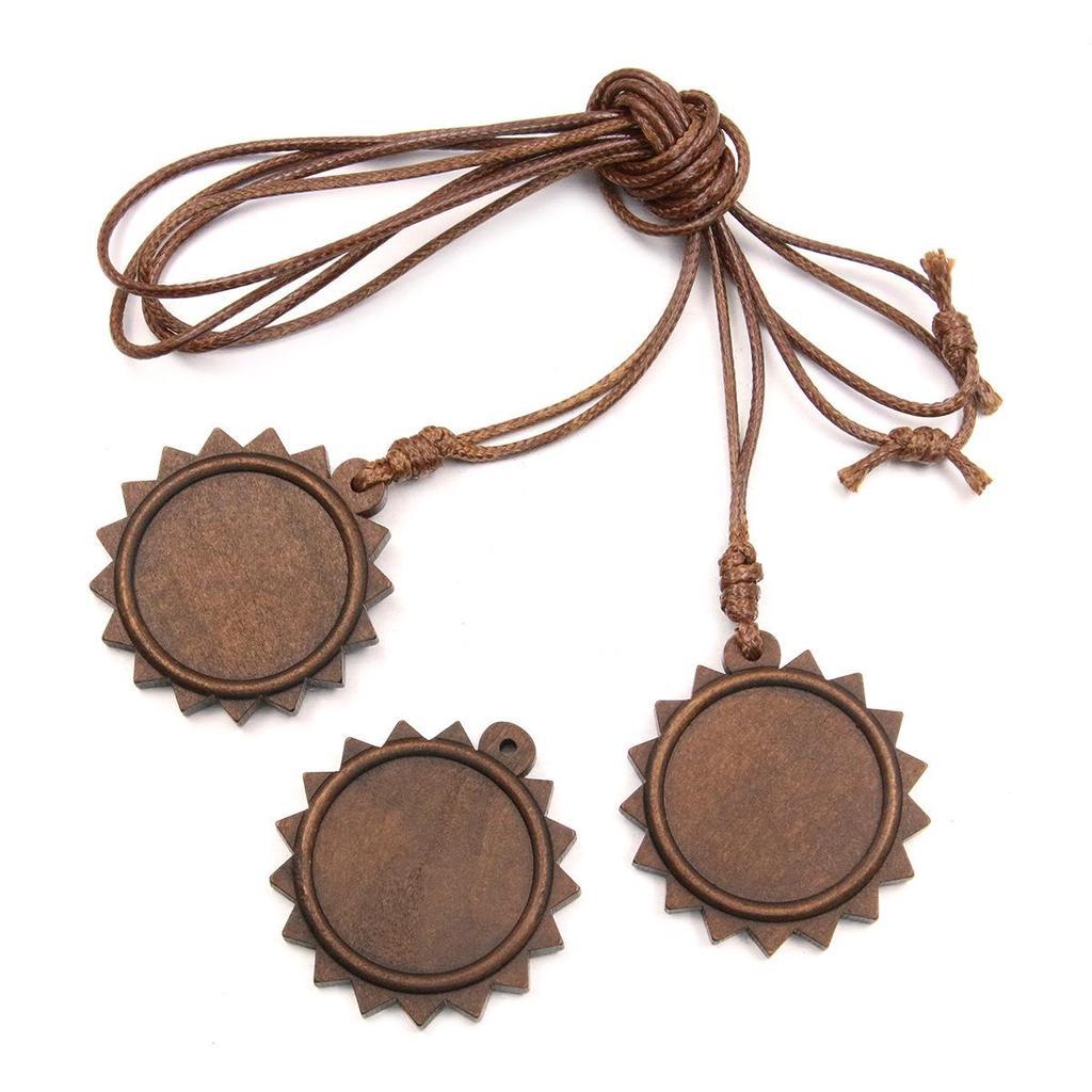 Ожерелье-кулон '13 стилей' DIY с полым 'Камнем времени' и кружевной деревянной основой