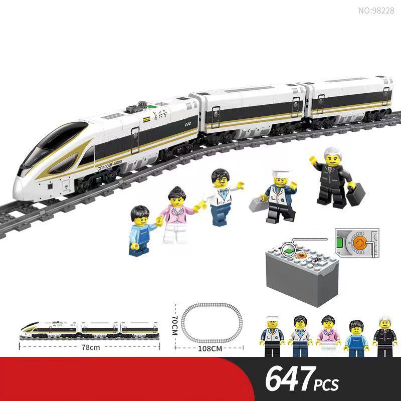 City Electric Express Passenger Train With Tracks Set Model Technical Building Blocks Bricks Gifts for Kids Childrens Boys Adult