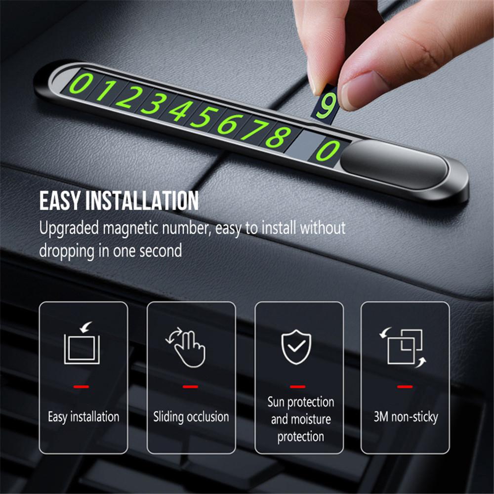 Car Temporary Parking Card Phone Number Plate Auto Luminous Parking License Numbers Can Be Hidden Car Accessories Interior
